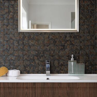 Фартух DICOFUN з мідної плитки, що знімається та клеїться, нержавіюча сталь, для кухні, металевий, фартух для плити, 0 листів (10, рустикальний сланець)