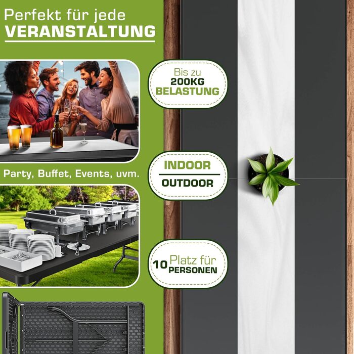 Складной садовый стол 220 х 70 см tillvex