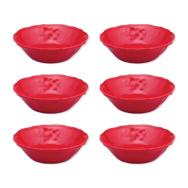 Набір меламінових мисок UP ware, миски у формі квітки для пасти, рису, супу та салату, без BPA, придатні для миття в посудомийній машині, ударостійкі, сині, 17,8 см, 6 предметів (святковий червоний)