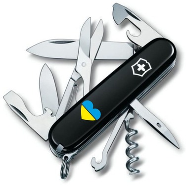 Ніж Victorinox Climber Ukraine 91мм/14функ/чорн /Серце синьо-жовте