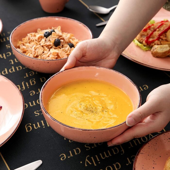 Набір посуду Vancasso на 12 осіб, набір керамічного посуду Navia, комбінований набір з 48 предметів з обідніми тарілками, салатницями, мисками та чашками, вінтажний вигляд, натуральний дизайн