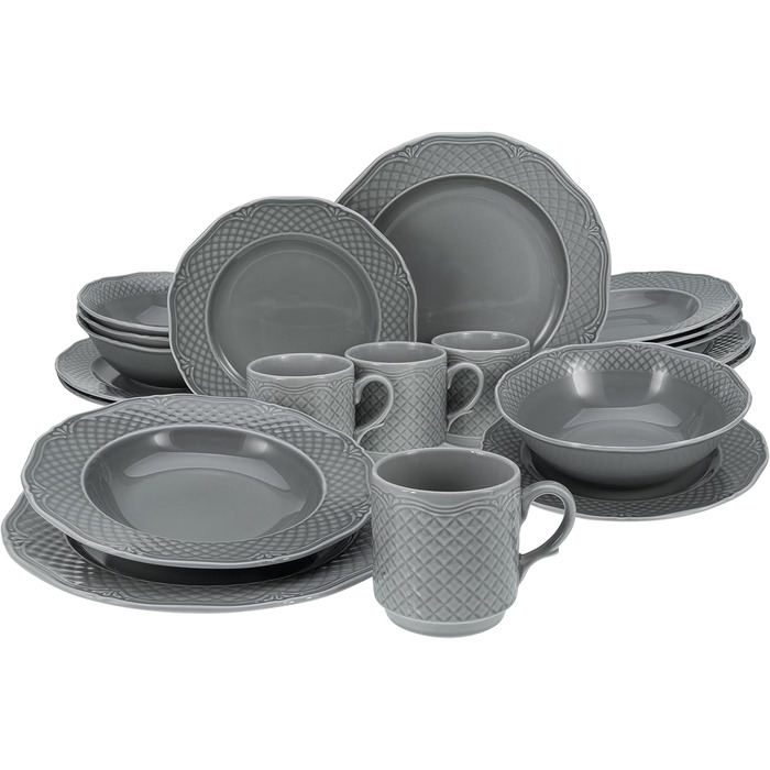 Набір посуду 4 на персони, 20 предметів, сірий Arianne Creatable