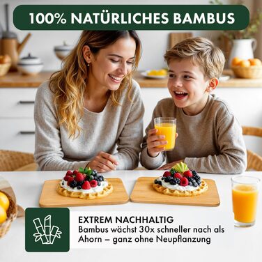 Набір з 6 бамбукових дощок для сніданку Blumtal, 22x14x0,8 см - антибактеріальні дерев&39яні дошки - дошки для сніданку - дошки для перекусу - обробні дошки 22 x 14 см
