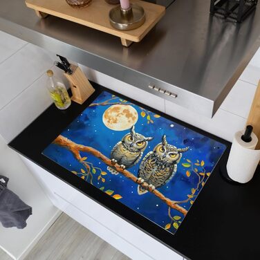 Фартух для плити, кухонний фартух, вініл, 78x52 см, декор для кухні, облицювання стіни, кришка для плити - сіро-чорна (під сов - пофарбована, 51,5Д x 76Ш см)