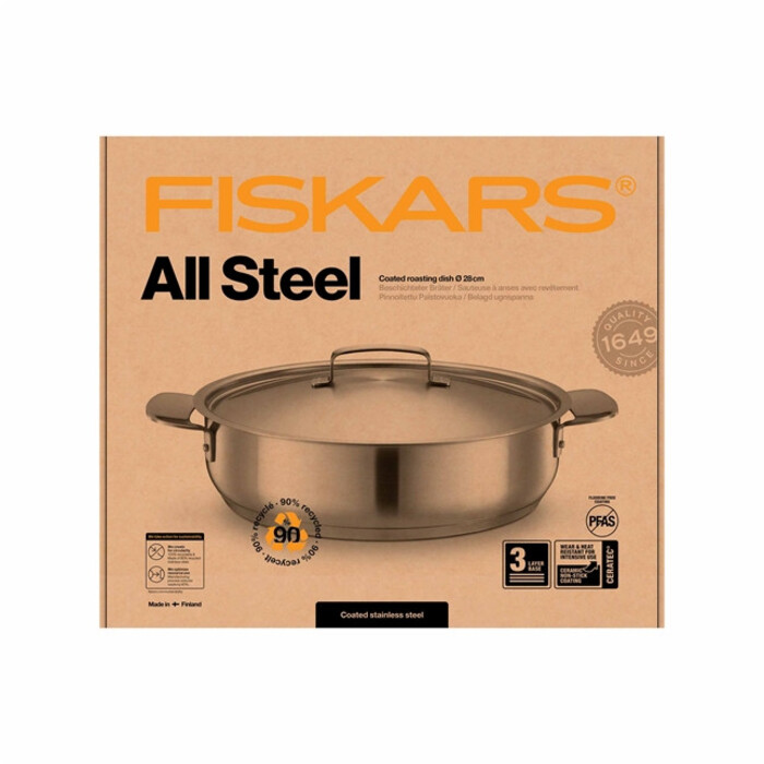 Сотейник глубокий Fiskars All Steel 28 см матовый (1064749)