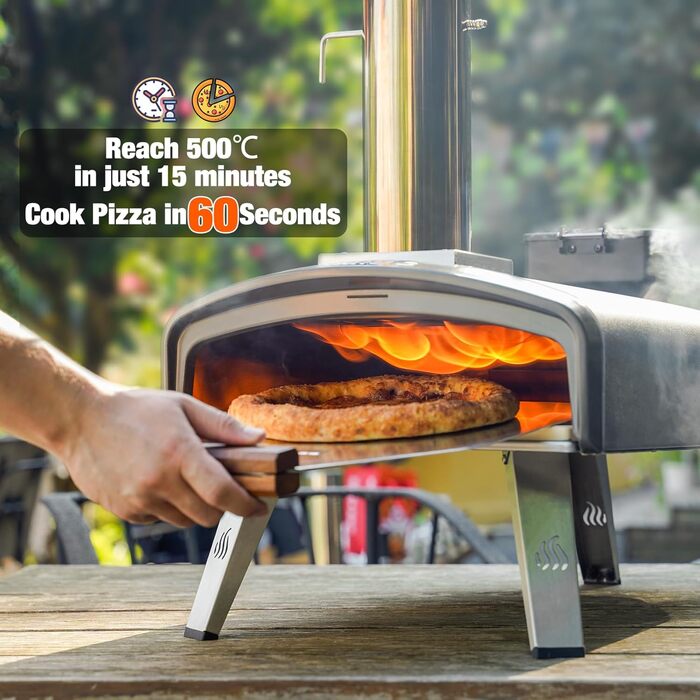Портативна піч для піци з квадратним каменем 33 см і вбудованою лійкою для пелет Mimiuo