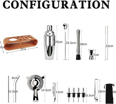 Профессиональный набор для приготовления коктейлей из нержавеющей стали HEdir