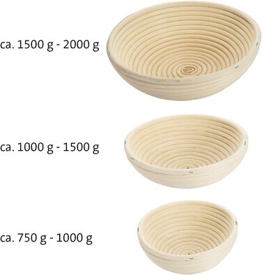 Кошик для вистоювання Westmark, для 1500-2000 г тіста для хліба, овальний, довжина приблизно 40 см, ротангова тростина, світло-бежева, 32022270 (одинарна, Ø 24,5 см)