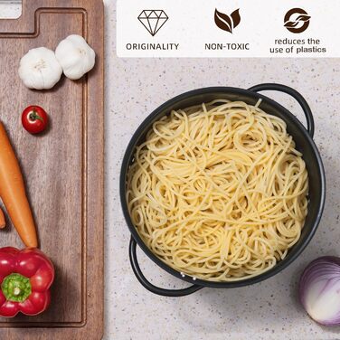 Металеве сито для пасти з подвійними ручками 21 см чорне beifeier