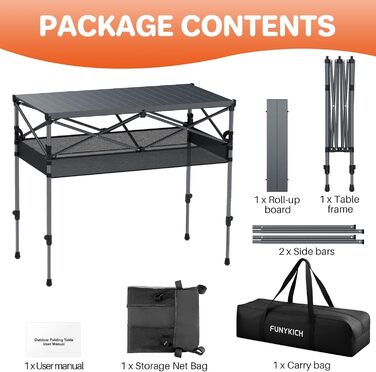 Складной кемпинговый стол 100 x 50 x 70/87 см FUNYKICH