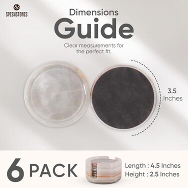 Мармурові підставки під напої, зелені, 8,9 см, круглі, кам'яні підставки з тримачем ідеальні підставки для кав'ярень, подарунків, обіднього столу та декору для дому, набір з 6 шт. (Білий онікс)