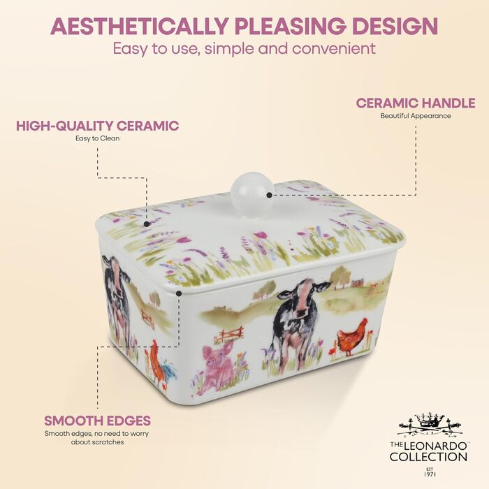 Маслянка з кришкою, китайська кераміка, з гарними акварельними мотивами, дизайн якої розроблено галереєю Дженніфер Роуз для Busy Bees (ферма).