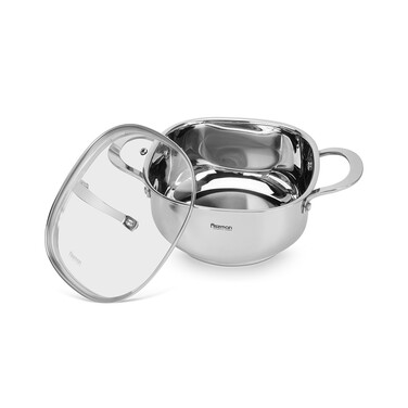 Каструля Fissman EXCLUSIVE PRO 20x10 см / 3,0 л зі скляною кришкою нержавіюча сталь (5541)