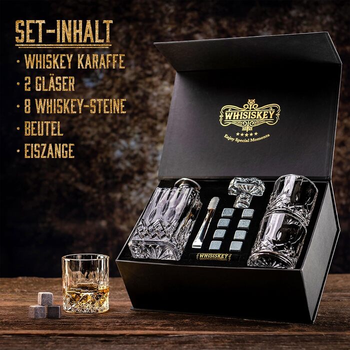 Подарочный набор для виски 700 мл, 2 бокала, 8 камней Whisiskey