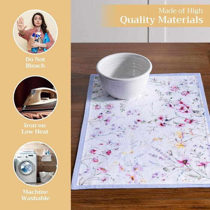 Серветки Maison d&39Hermine зі 100 бавовни, набір з 4 шт. , декоративні серветки, пасхальні серветки, які можна прати, для свят, вечерь, весни, літа (33 см x 48 см) (Літні квіти.)