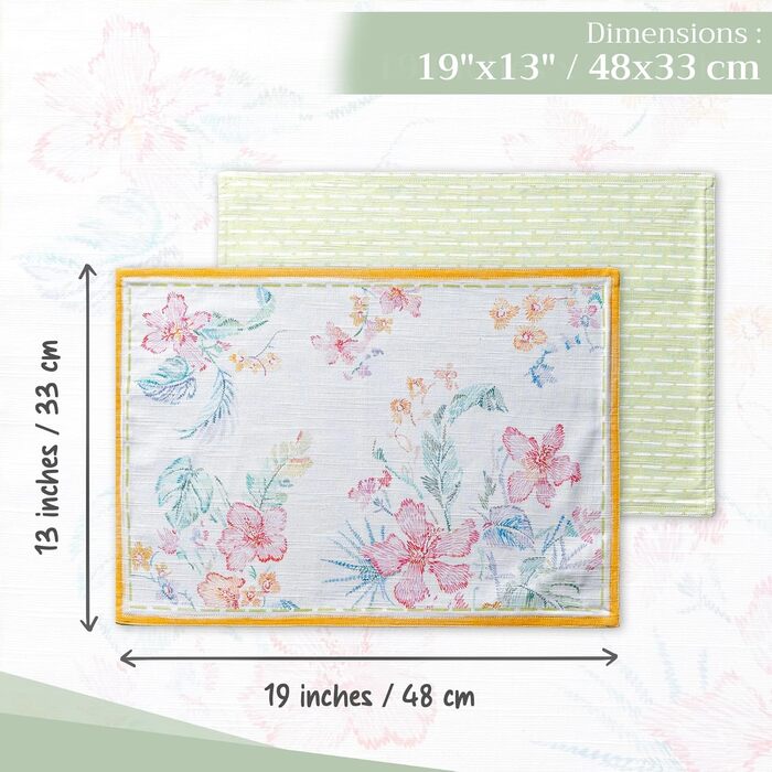 Бавовняні килимки для серветок, набір з 4 шт. , декоративні килимки для серветок, пасхальні килимки, що миються, для свят, вечерь, весни, літа (33 см x 48 см) (041 - Райський острів), 39Hermine 100