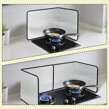 Компактний складний захист від бризок жиру, 4-сторонній кухонний захист від бризок, складний кухонний фартух, захист від бризок жиру для плити, з антипригарним покриттям (29,6 x 76 x 29,4 см) (2 шт.)