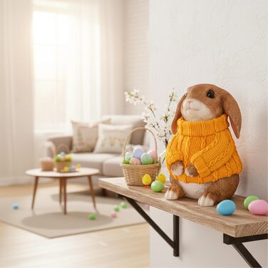 Декоративні фігурки кроликів у помаранчевому светрі colourliving