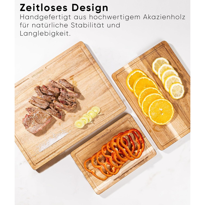 Набір обробних дощок з натурального акацієвого дерева 3 шт Deco haus