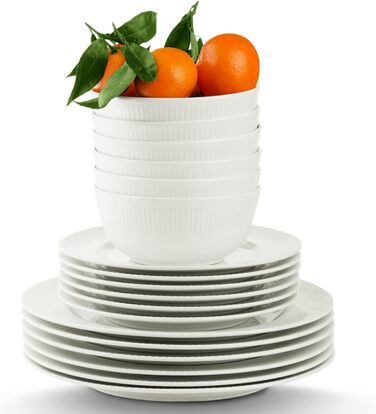 Набір посуду konsimo Combi 12 персон Набір тарілок LARIS Modern 36 предметів Столовий сервіз - Сервіз та набори посуду - Комбінований сервіз 12 осіб - Сервіз для сім'ї - Посуд кольоровий посуд (слонова кістка, на 12 персон)
