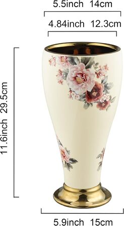 Вінтажна порцелянова ваза для квітів fanquare, вази для прикраси столу, керамічні вази для квітів ручної роботи для весіль, золота ваза