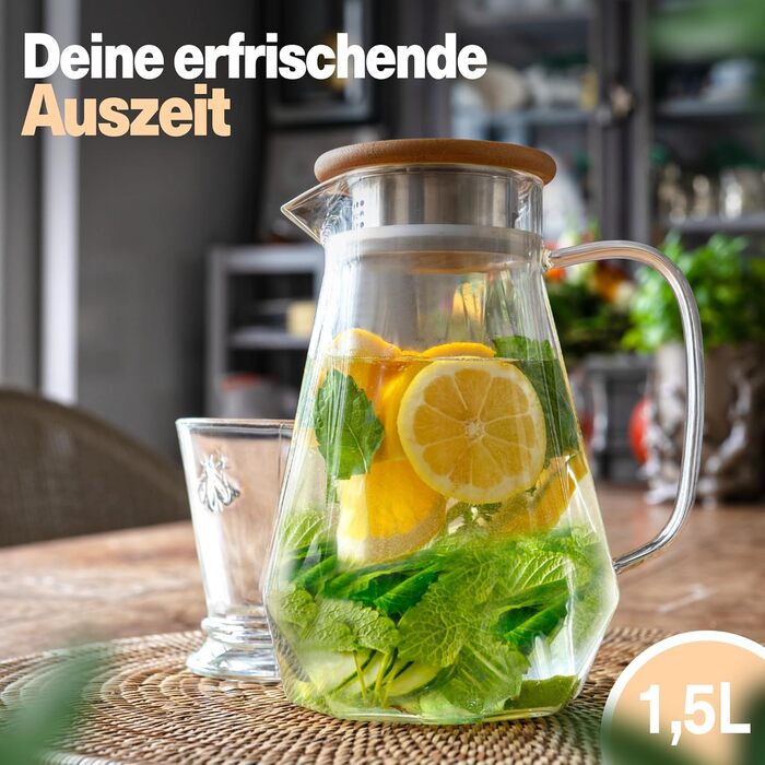 Стеклянный кувшин с крышкой 1,5 л CLIDOR