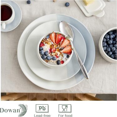 Керамічні обідні тарілки DOWAN 20,3 см, градієнт, сині десертні тарілки, порцелянові тарілки для закусок для салатів, великі кухонні тарілки для подачі, можна мити в посудомийній машині та мікрохвильовій печі, 4 шт.