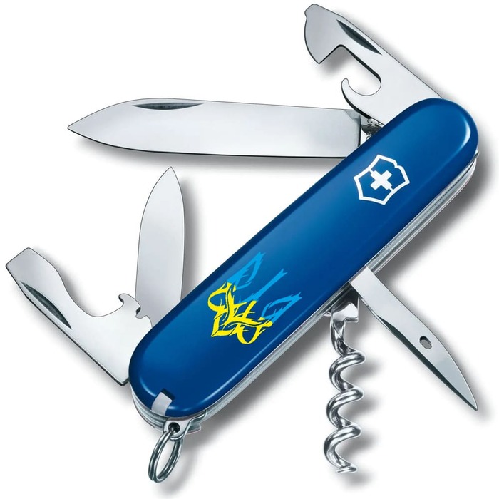 Ніж Victorinox Spartan Ukraine 91мм/12функ/син /Тризуб готичний син-жовт.