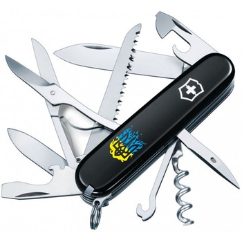 Нож Victorinox Huntsman Ukraine 91мм/15funk/черный/огненный трезубец