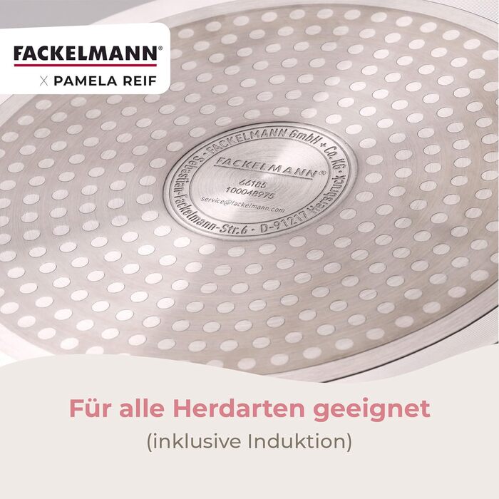 Кастрюля 24 см с ребристым дизайном со стеклянной крышкой, пастельно-бежевый Pamela Reif Fackelmann