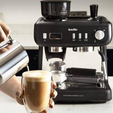 Кавоварка Breville Barista Max з портафільтром Еспресо-машина/кавоварка з вбудованою кавомолкою та спінювачем молока Резервуар для води 2,8 л Італійський насос 15 бар Нержавіюча сталь VCF126 шт. Бариста з кавомолкою (Barista Max з кавомолкою)