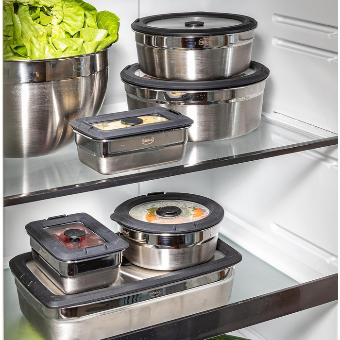 Контейнер для хранения 0,6л прямоугольный со стеклянной вакуумной крышкой FLEXX 2GO Rosle