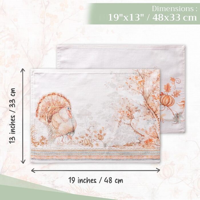 Бавовняні килимки для серветок, набір з 4 шт. , декоративні килимки для серветок, пасхальні килимки, що миються, для свят, вечерь, весни, літа (33 см x 48 см) (24 - Подяки), 39Hermine 100