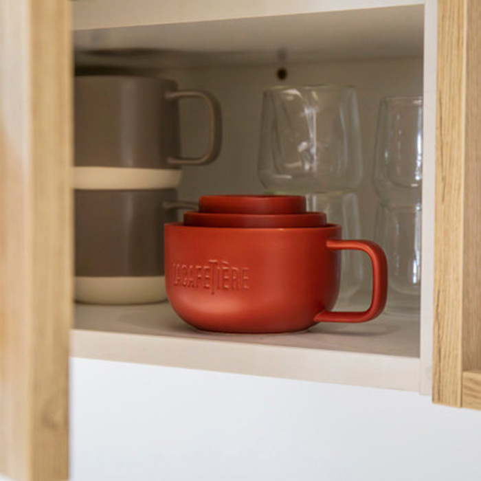 Набір чашок Kitchen Craft LA CAFETIERE Family Mug Red, порцеляна, темно-червоний, 3 пр.