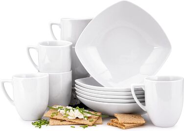 Набор посуды konsimo Combi на 12 персон Набор тарелок CARLINA Modern 36 предметов Столовый сервиз - Сервиз и наборы посуды - Комбинированный сервиз 12 персон - Сервиз для семьи - Посуда Столовая посуда (Столовый сервиз 12 дней, белый)