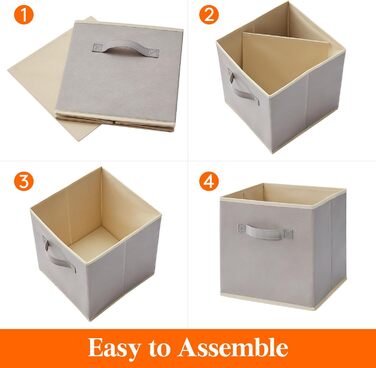 Кубики для хранения, Тканевая коробка для хранения, Нетканые коробки для заказа с ручкой для полки куба, Складная коробка, Хранение одежды, 26,5 X 26,5 X 28 см, светло-серый, 12 шт.