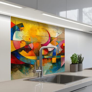 Кухонний фартух 60x80 см Самоклеючий настінний захисний екран для кухні Кухонний фартух Кухонні фасади Кухонні фартухи Кухонна стіна Вода - Пейзаж - (Мистецтво - Абстрактне, 80 x 80 см)