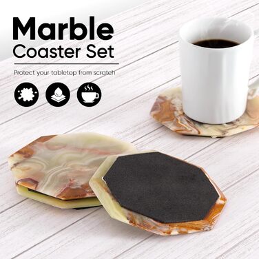 Елегантні мармурові підставки під склянки 6 шт MARBLE RANGE