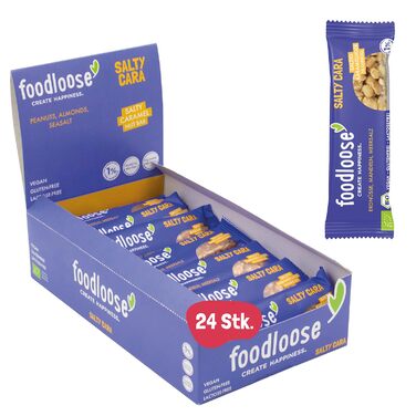 Органічні горіхові батончики fooloose Веганські органічні батончики без лактози та глютену, без рафінованого цукру Упаковка з 6 різними сортами (24 батончики x 35 г) ука (упаковка з 24 шт.) (Солона карамеля, ука (упаковка з 24 шт.))