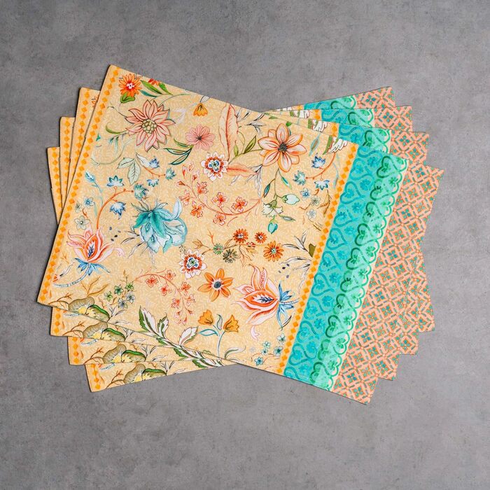 Бавовняні килимки для серветок, набір з 4 шт. , декоративні килимки для серветок, пасхальні килимки, що миються, для свят, вечерь, весни, літа (33 см x 48 см) (019 - Розкішний лофт - Персиковий), 39Hermine 100