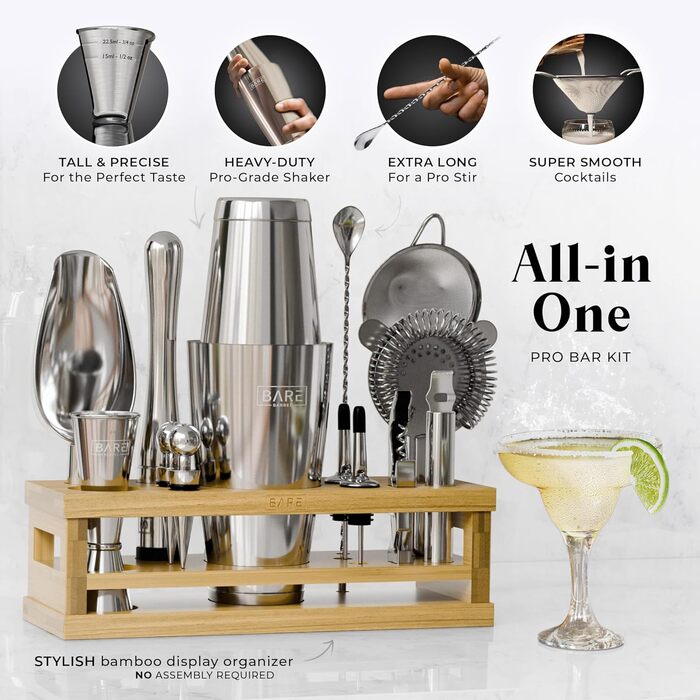 Набір для коктейлів 16 предметів срібний Bare Barrel