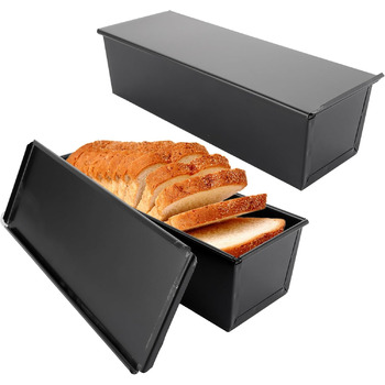 Набір з 2 прямокутних форм для випікання хліба 600 г із кришками, чорний MUXHEL