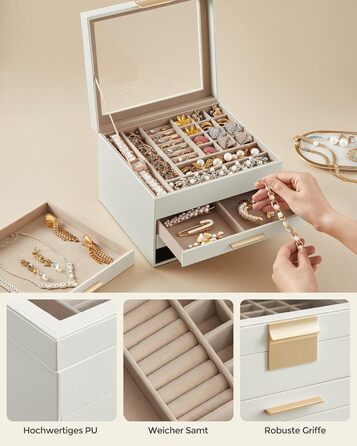 Органайзер для ювелирных изделий 4-уровневый облачно-белый SONGMICS