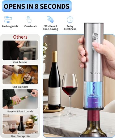 Електричний акумуляторний відкривач для вина з ножем для фольги CIRCLE JOY