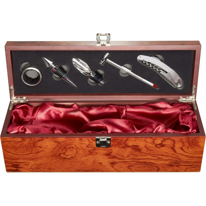 Набір сомельє 6-в-1 з дерев'яною скринькою для вина BRUBAKER