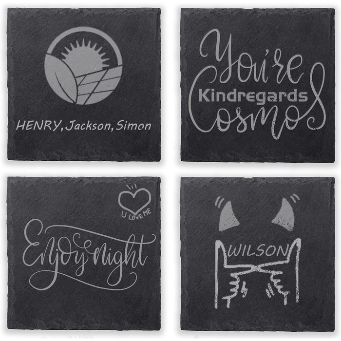 Набір підставок для напоїв із натурального чорного сланцю 12 шт WEWINK PLUS