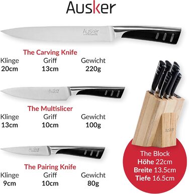 Набор ножей из нержавеющей стали с самозатачивающимся блоком Ausker