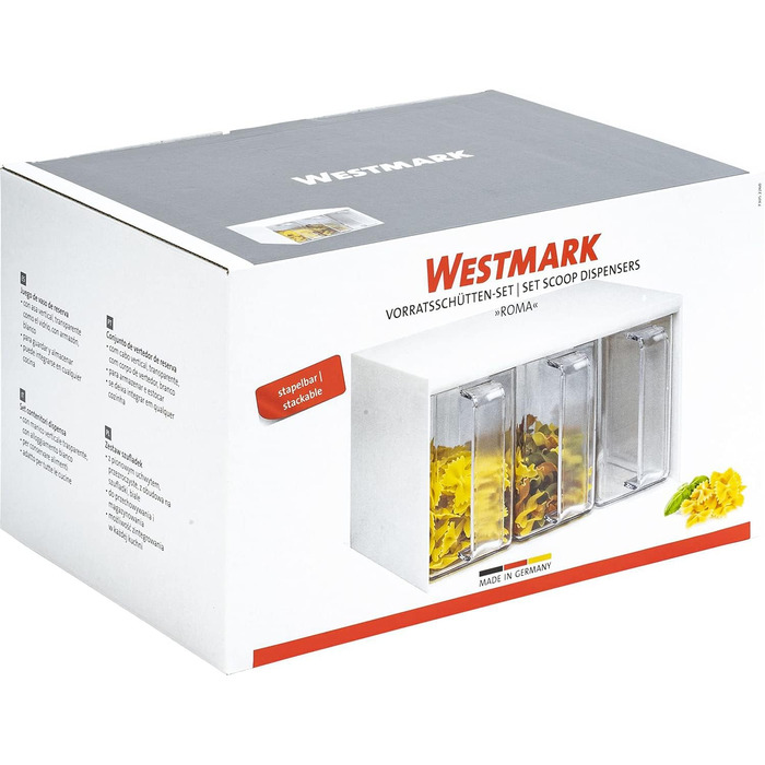 Комплект желобов Westmark, 4 шт., 1 корпус желоба с тремя желобами 3 лопаты, обем желоба 1 л каждый, обем лопаты 55 мл каждая, пластик, прозрачный/белый, 73052260 (3 желоба)