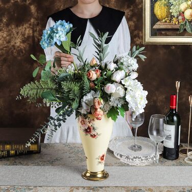 Вінтажна порцелянова ваза для квітів fanquare, вази для прикраси столу, керамічні вази для квітів ручної роботи для весіль, золота ваза