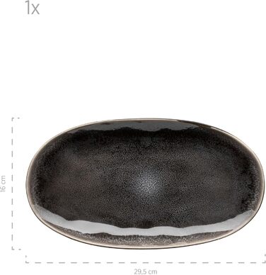 Современный набор тарелок на 4 персоны в захватывающем винтажном стиле, набор из 3 тарелок со специальной комбинацией глазури черного и коричневого цветов, керамогранит, 934070 Series Niara Organic